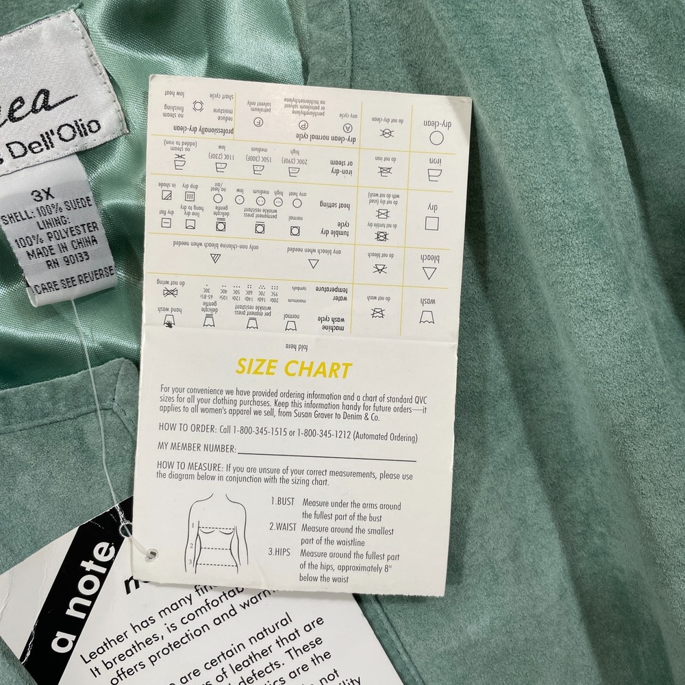 NWT Linea By Louis Dell'Olio Size 3X 100% Suede Jacket Laser Cut Sage Green NEW - Picture 7 of 10